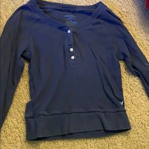 Blue crop top long sleeve